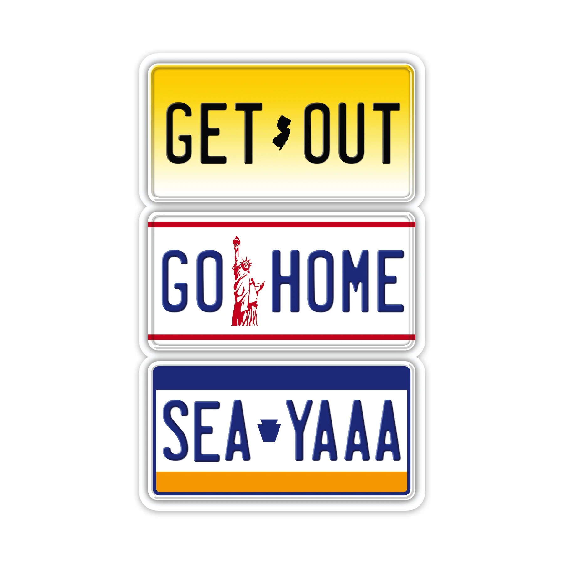 License Plate Sticker GET OUT. GO HOME. SEA YAAA. Delaware Beaches Suck