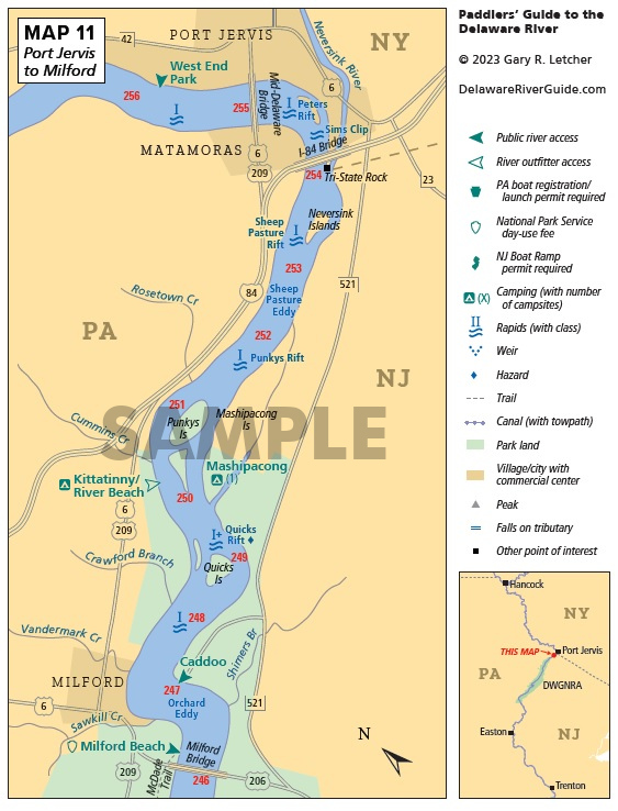 Middle Delaware (Port Jervis to Delaware Water Gap), 6 maps Paddlers