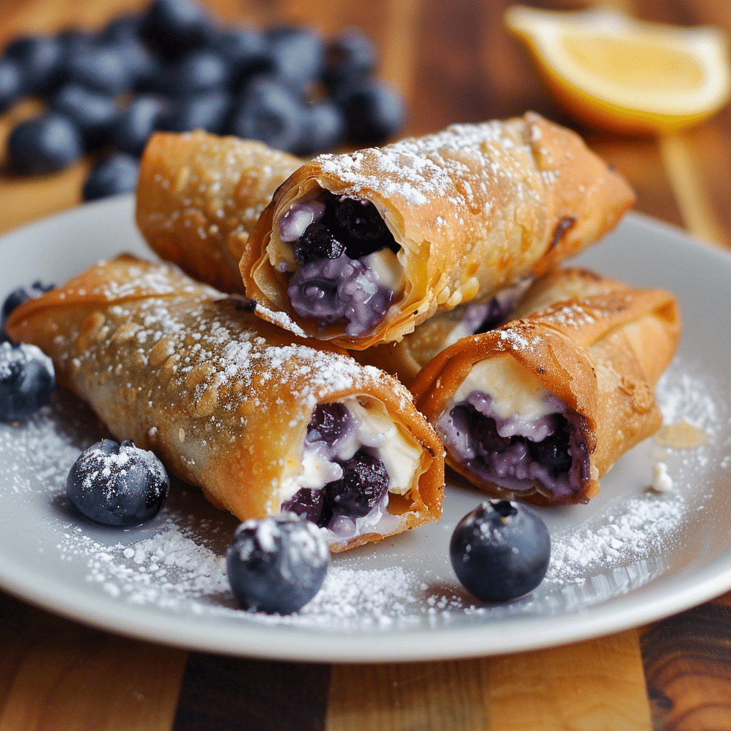 Blueberry Cream Cheese Egg Rolls Delectable Recipe