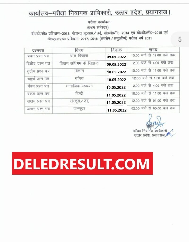 up deled 1st, 2nd, 3rd, 4th semester exam date 2021 » DELED RESULT 2024