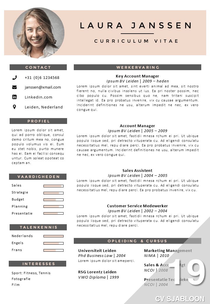 CV Sjabloon 19