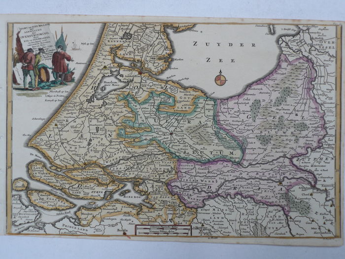 Hollandkaart ZuidHollandKaart van Zuid Holland Ratelband. 1641. Delftsblaeu