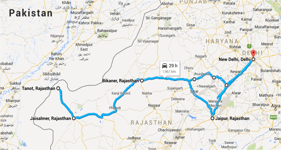 Bikaner To Delhi Distance By Road Map Delhi To Bikaner To Jaisalmer – Everything Candid