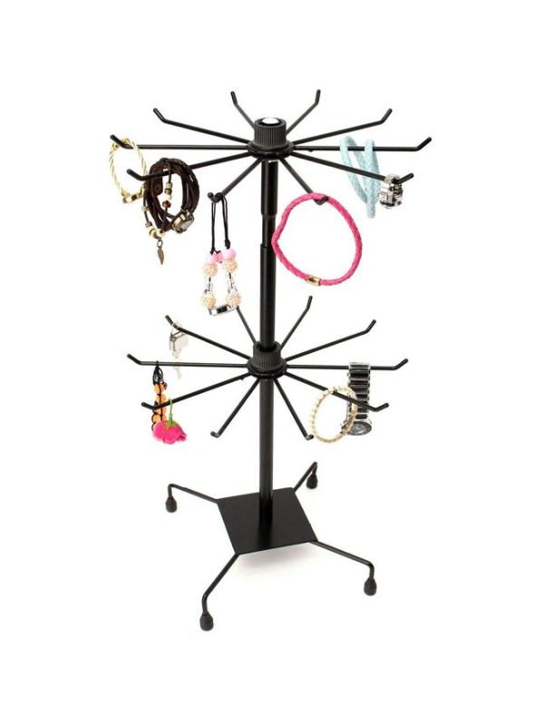 TT205BL Medium Metal Two Tier Spinner Rack Black Delicious Display