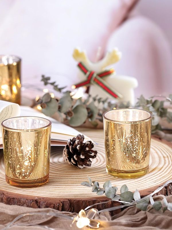 DX274 Gold Mercury Glass Votive Delicious Display