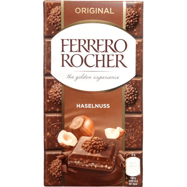 Ferrero Rocher Hazelnut Chocolate Bar 90g German Foods