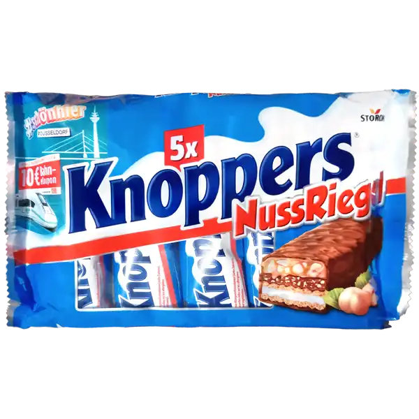 Knoppers Nut Bars Original Hazelnut Pack of 5 from Germany