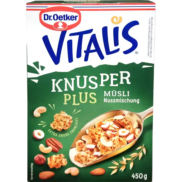 Dr. Oetker Vitalis Crunchy Plus Mixed Nuts Muesli 450g to order