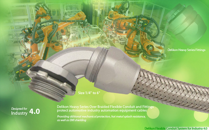 Delikon Heavy Series Over Braided Flexible Conduit and Fittings protect