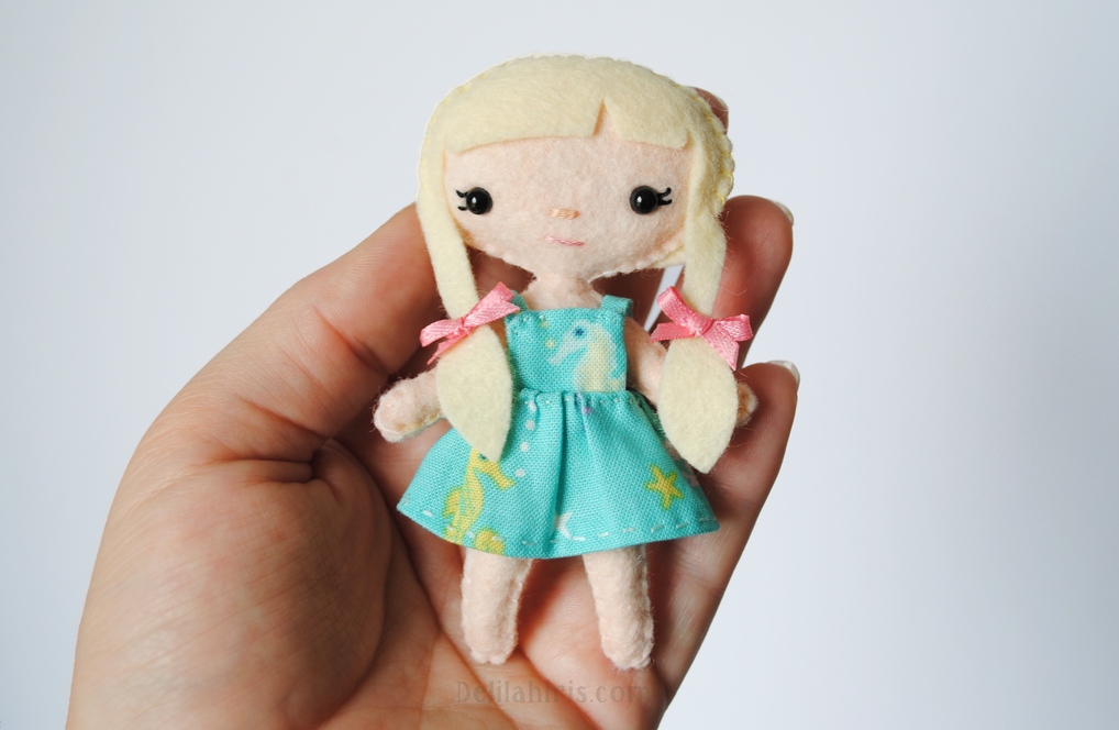 Tiny Doll Pattern Make 4 Inch Tall Felt Dollhouse Dolls! Delilah