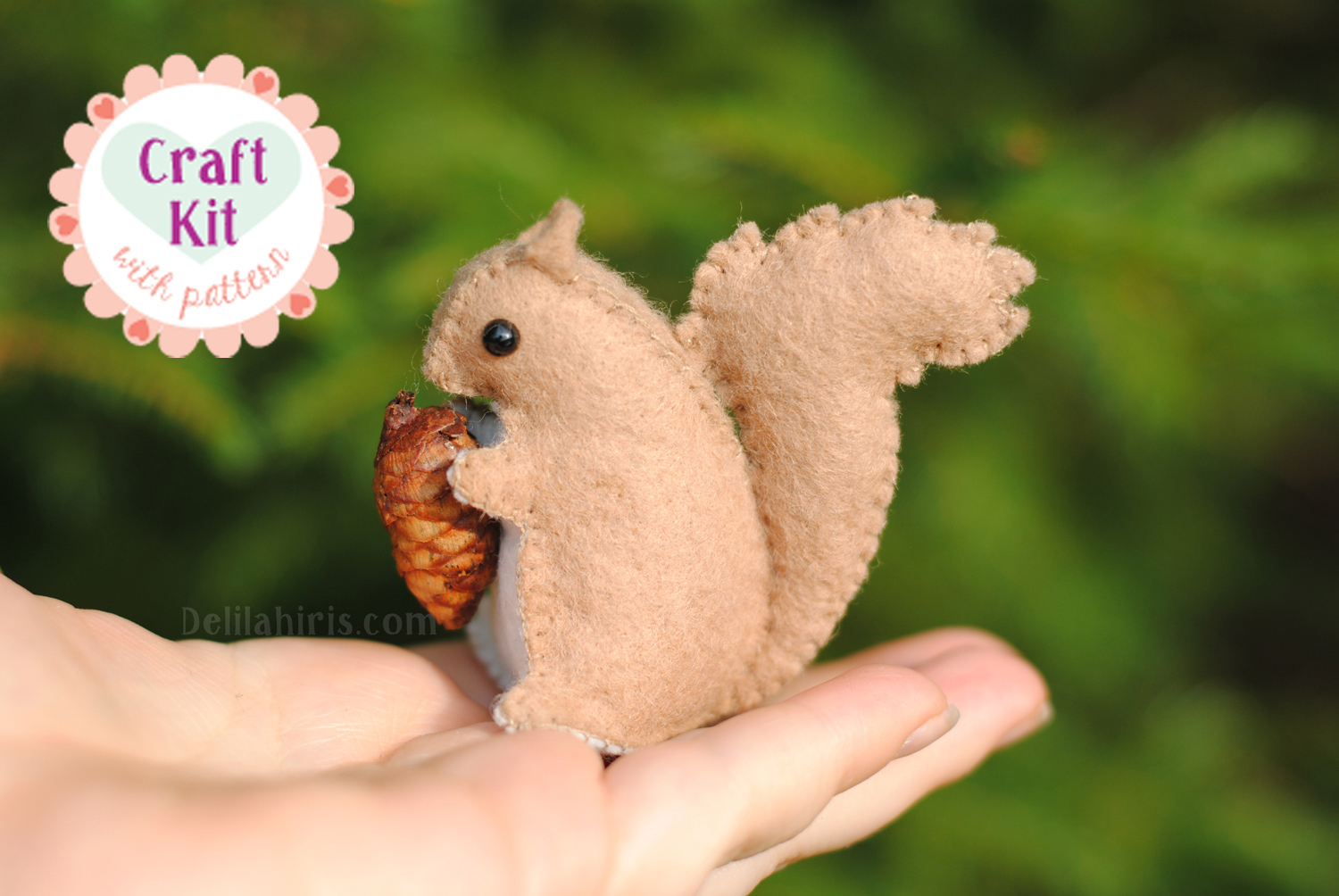 stuffed squirrel craft sewing kit Delilah Iris Felt Crafts