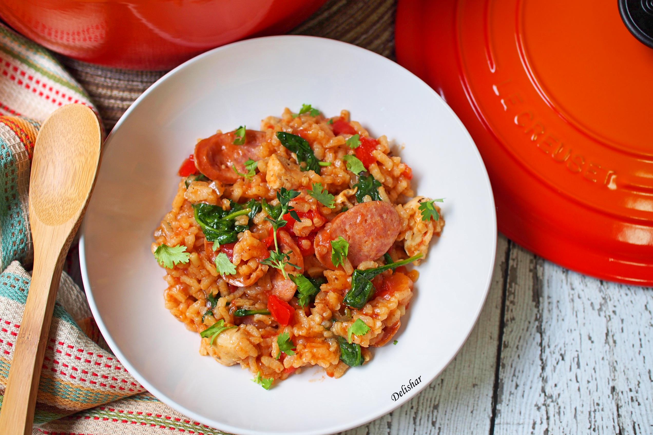 No Stir Chicken & Sausage Risotto Delishar Singapore Cooking