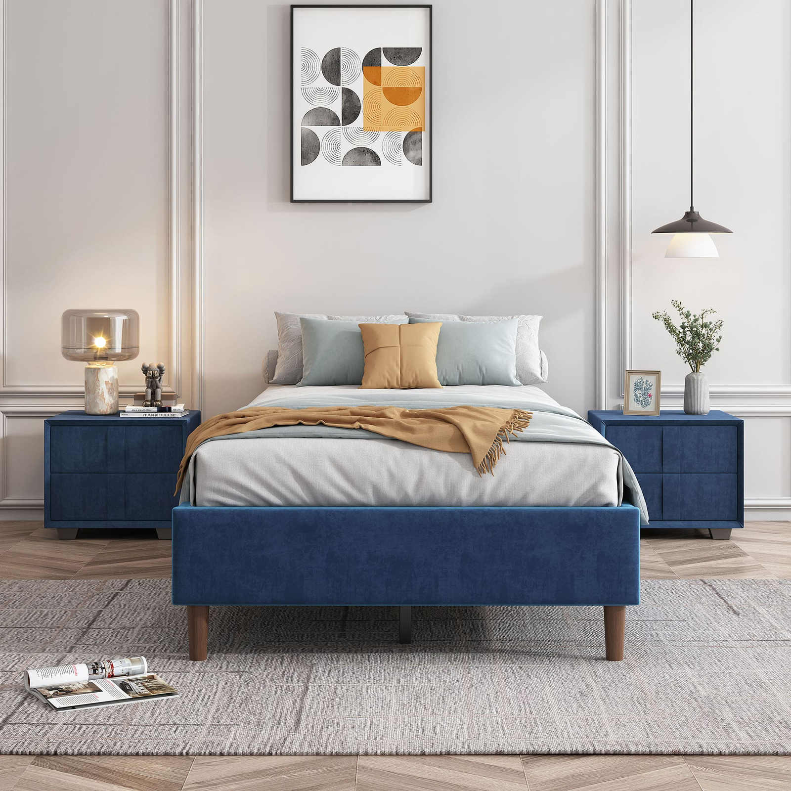 Velvet Blue Bed Frame Single Bunnings Australia
