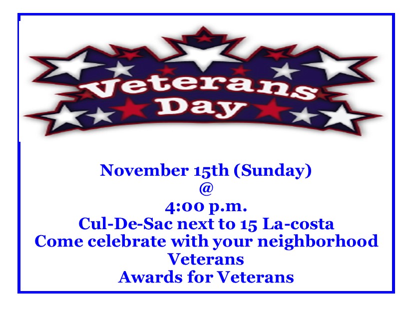 Celebrate Veterans! Del Lago Owners Association