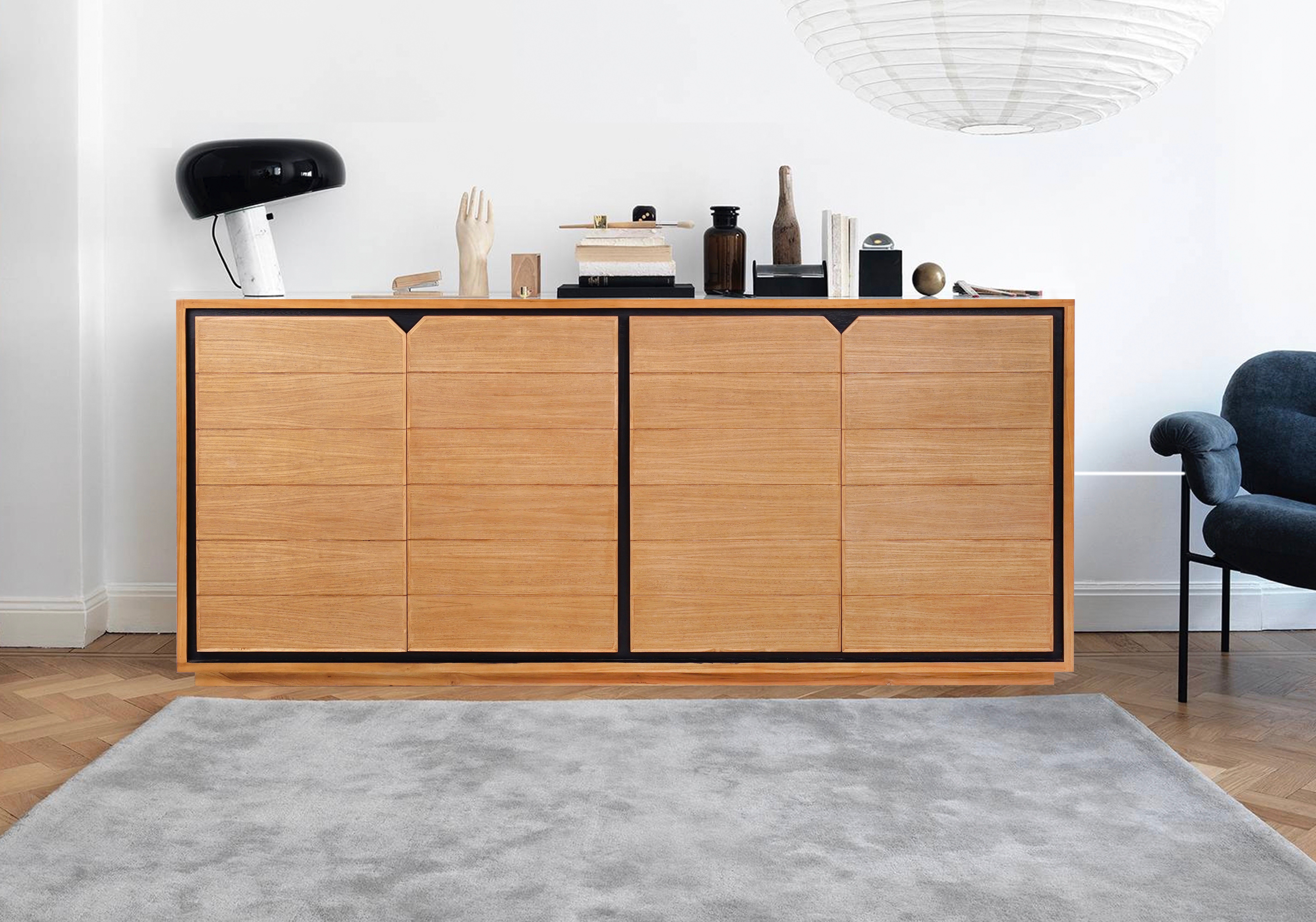 Buffet Design En Teck Massif 4 Portes Dynamic 180 Cm