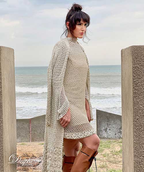 Knee Length Jacket with net weave Delphiclassic