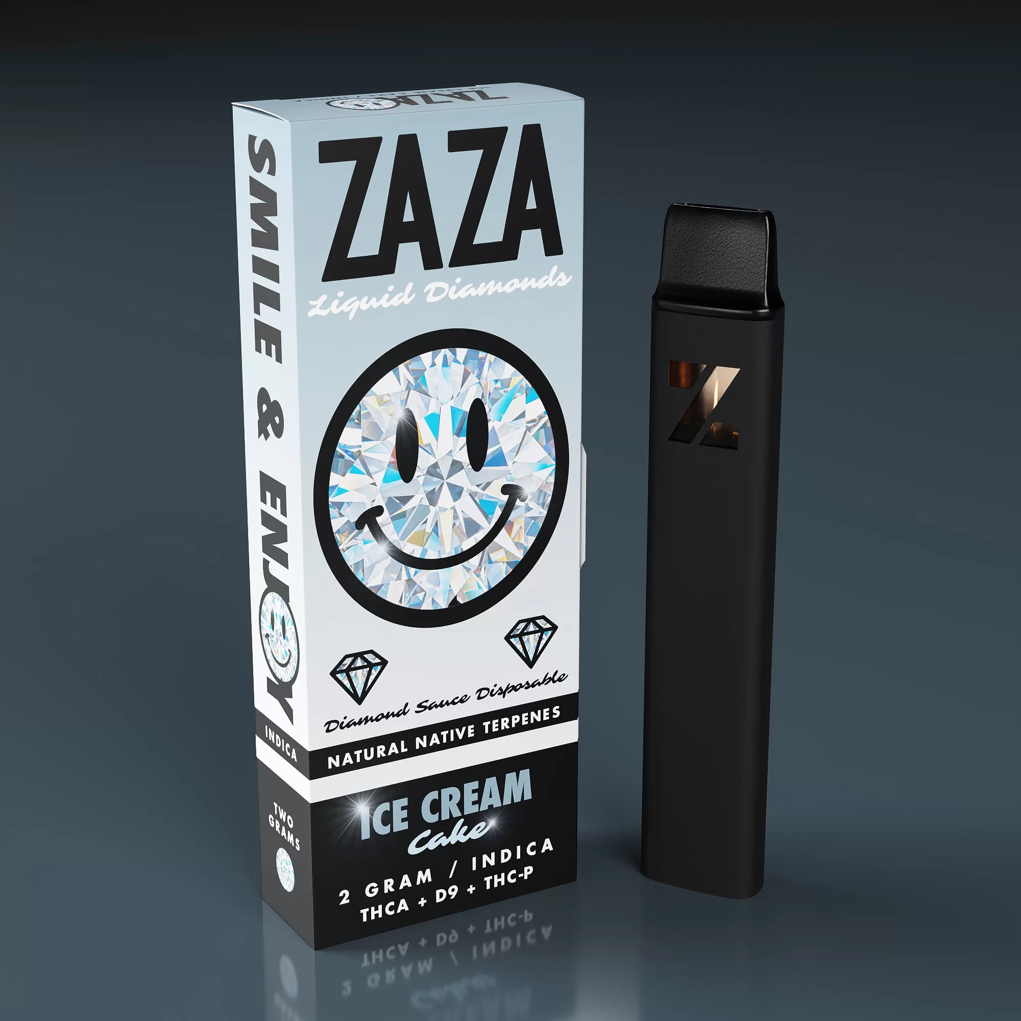 Zaza ZBar Liquid Diamonds Disposables Ice Cream Cake Indica (2g