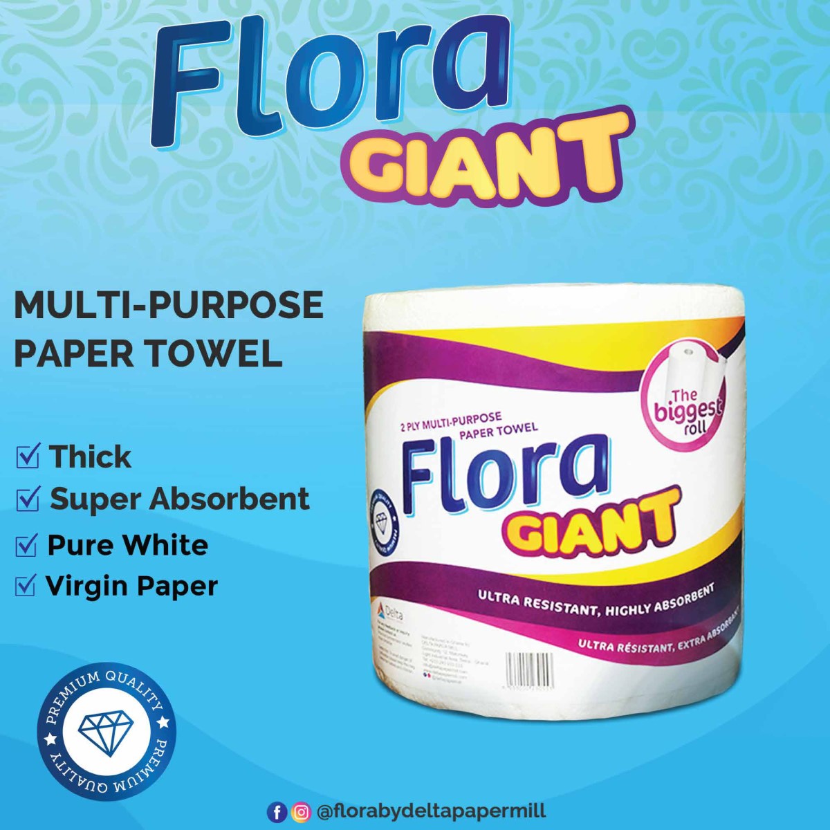 Flora Giant MultiPurpose Paper Towel 2PLY Delta Paper Mill