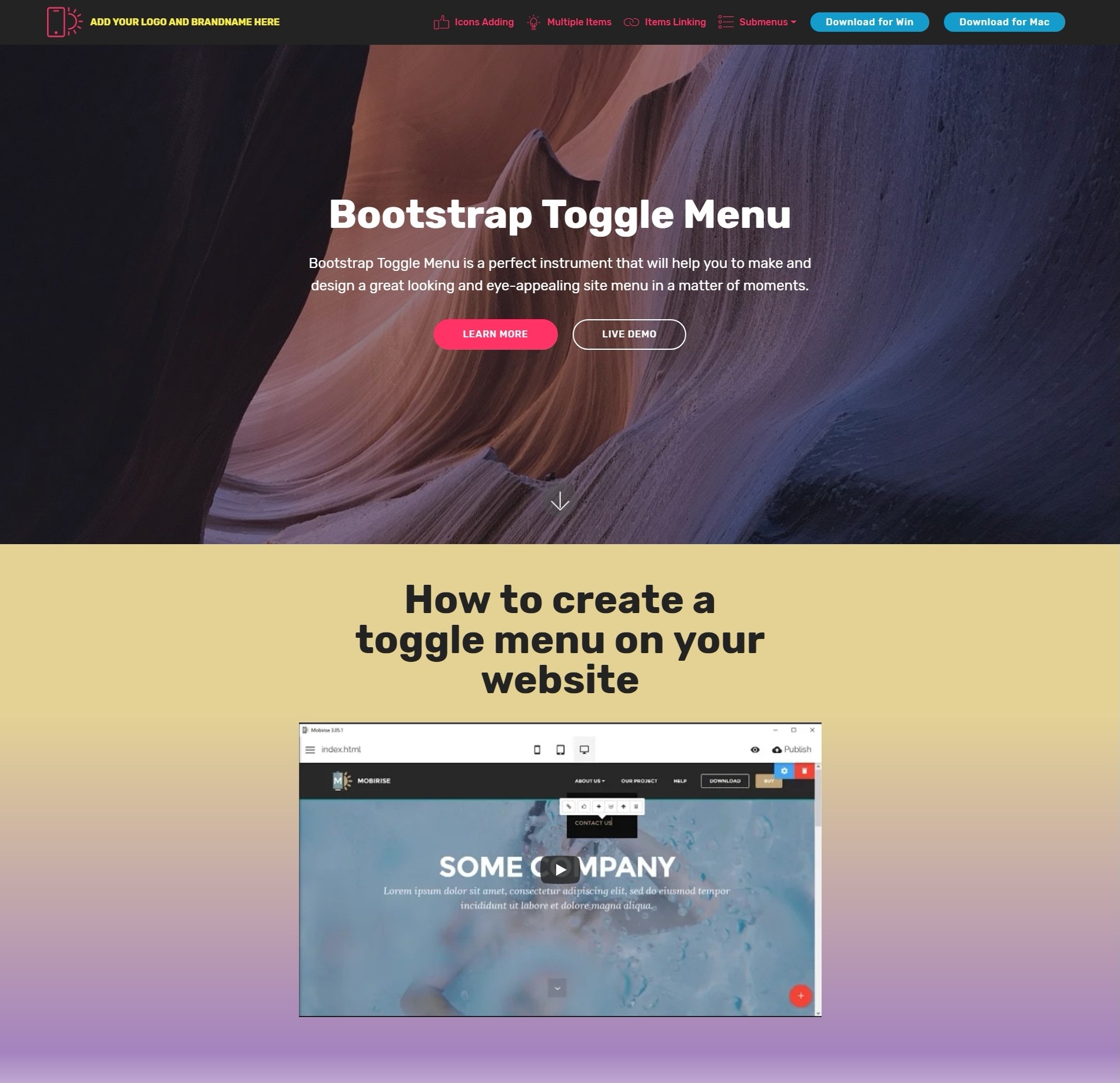 Great jQuery Bootstrap Responsive Video Players and Responsive Menu Demos