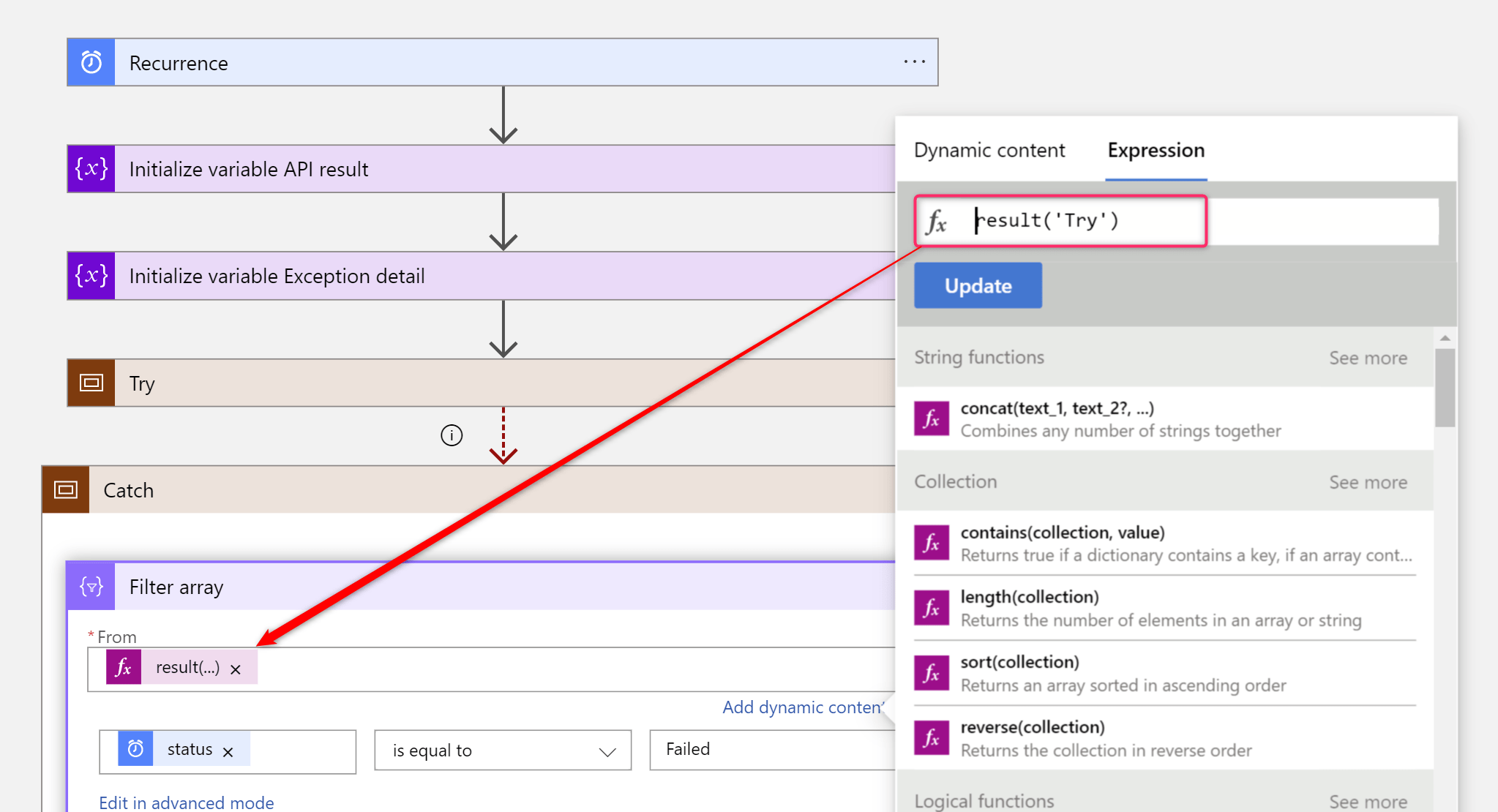 Azure Logic Apps retrieving the exception details of an action group in a flow Stefano Demiliani