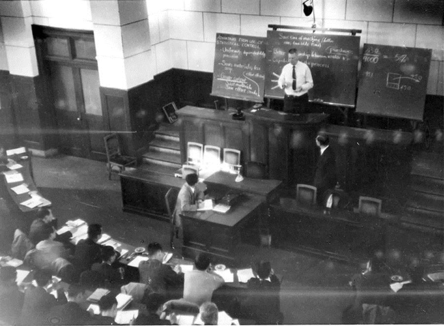 W. Edwards Deming lecturing in Japan, 1955 The W. Edwards Deming