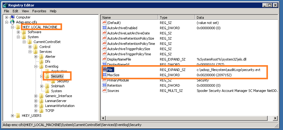 Configuring Security Event Log Size and Retention Settings