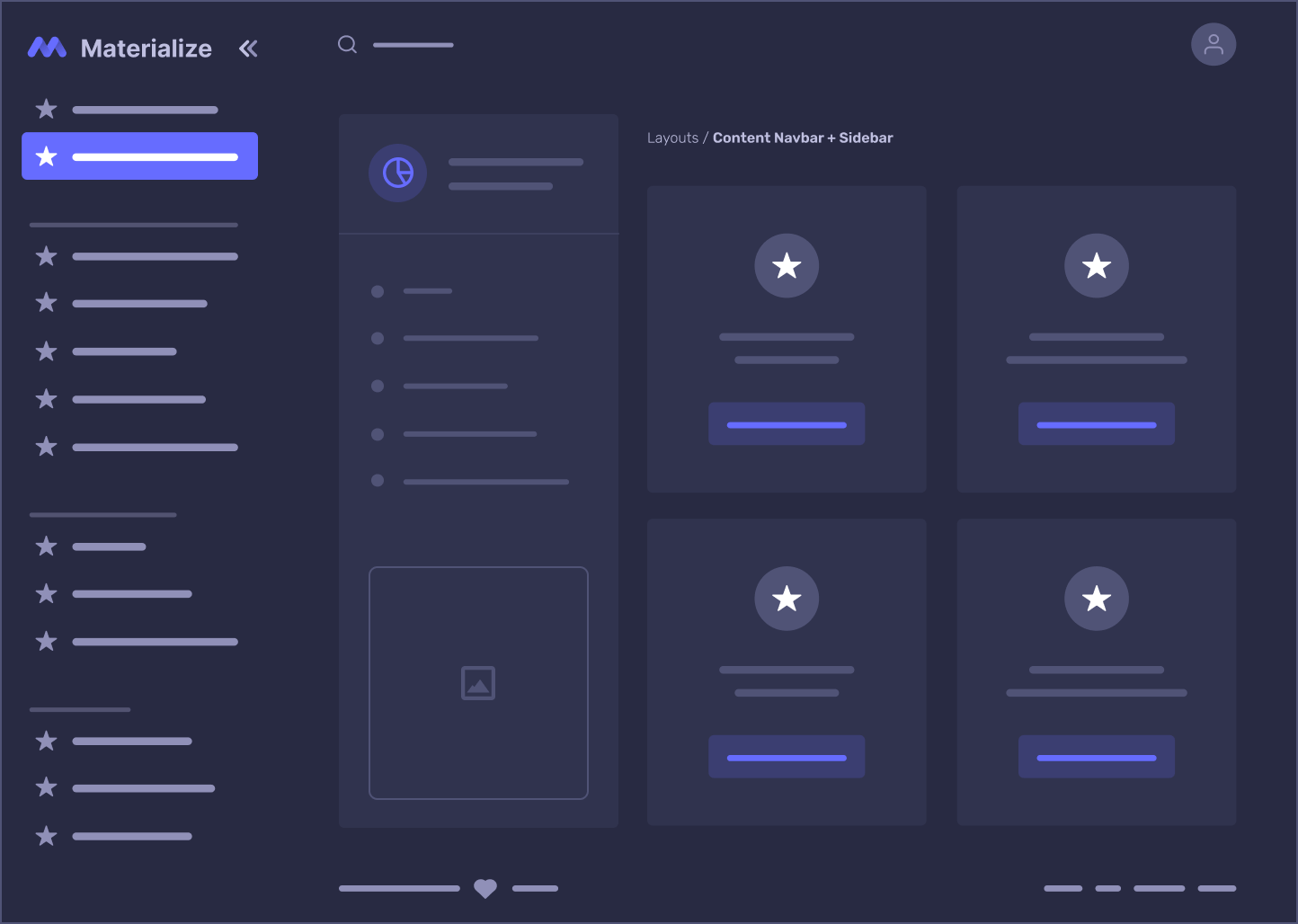 Content navbar + Sidebar Layouts Materialize Bootstrap Admin Template