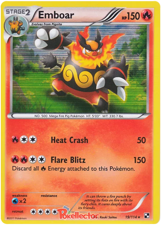 Emboar Black & White 19 Pokemon Card