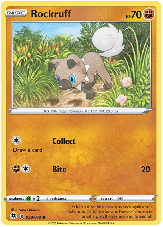 Rockruff Champion's Path 29 Pokemon Card