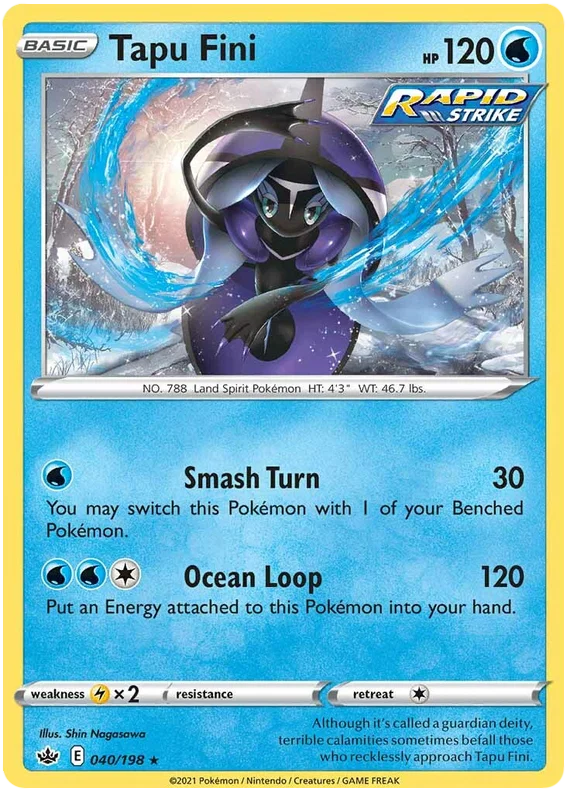 Tapu Fini Chilling Reign 40 Pokemon Card