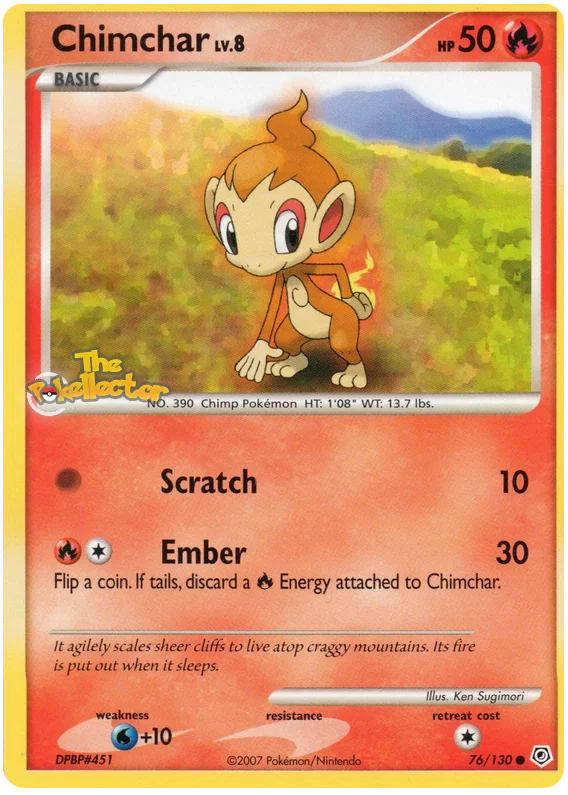 Chimchar Diamond & Pearl 76 Pokemon Card