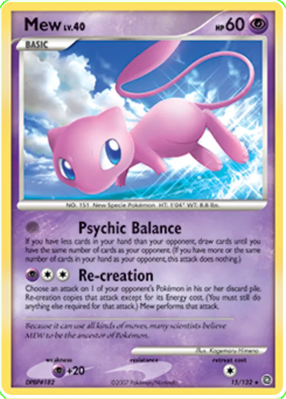 Mew Secret Wonders 15 Pokemon Card