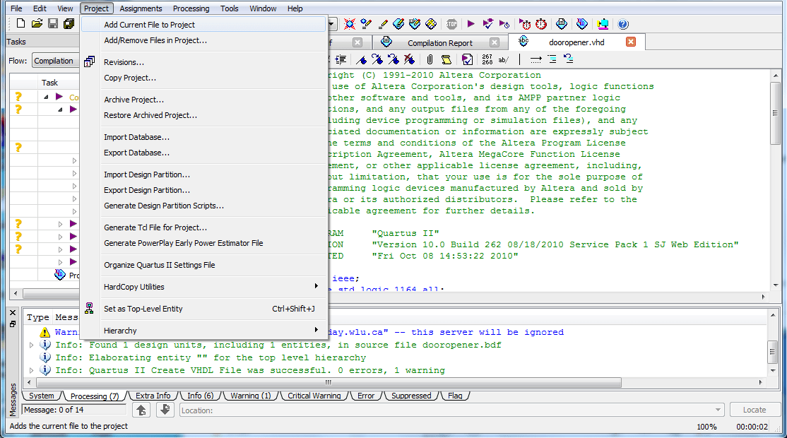 Introduction to Quartus II Software (using the ModelSim Vector Waveform