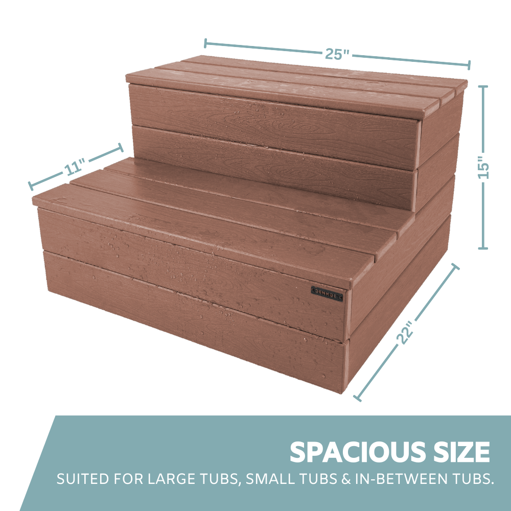Heavy Duty Hot Tub Steps (Redwood Brown) DENKOE