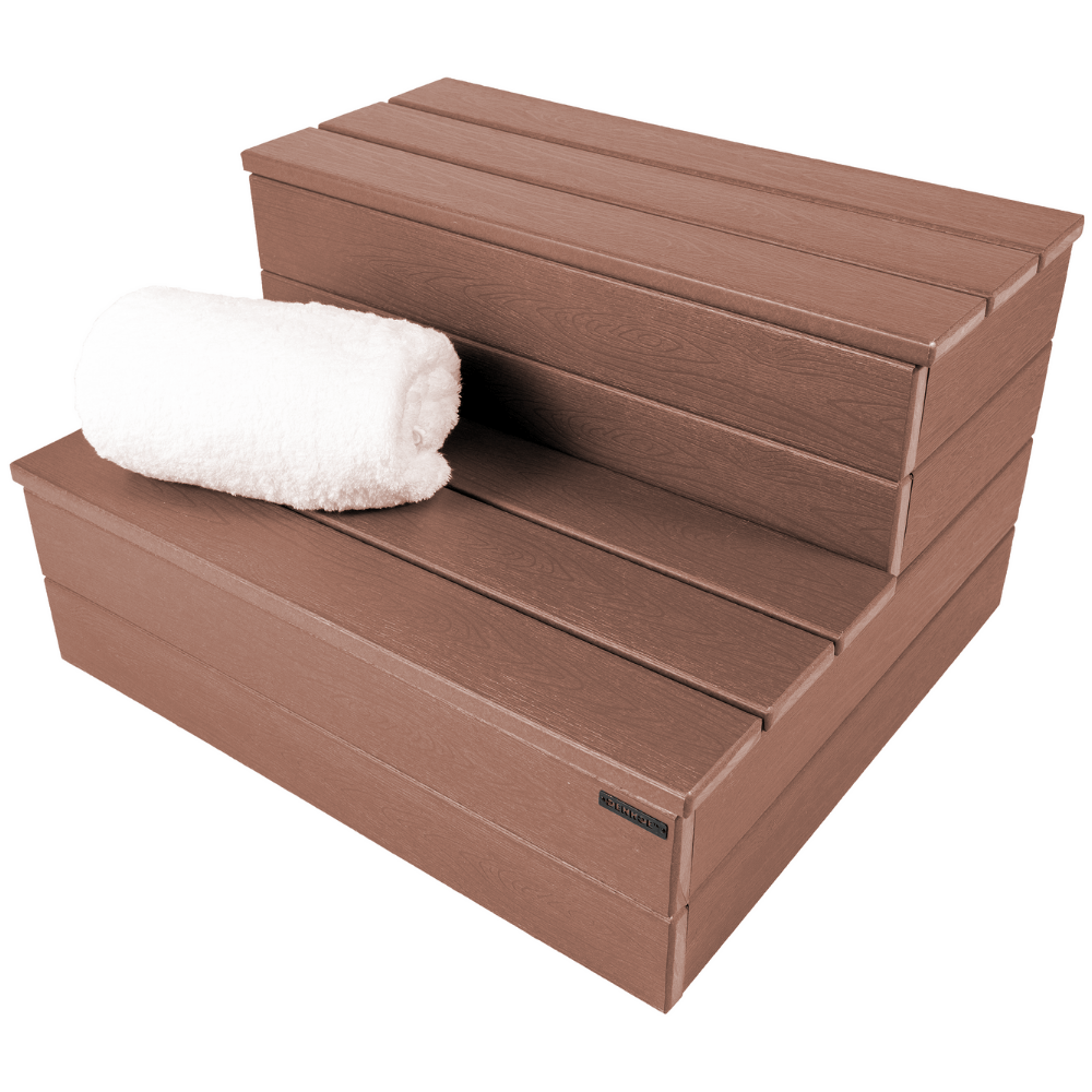 Heavy Duty Hot Tub Steps (Redwood Brown) DENKOE