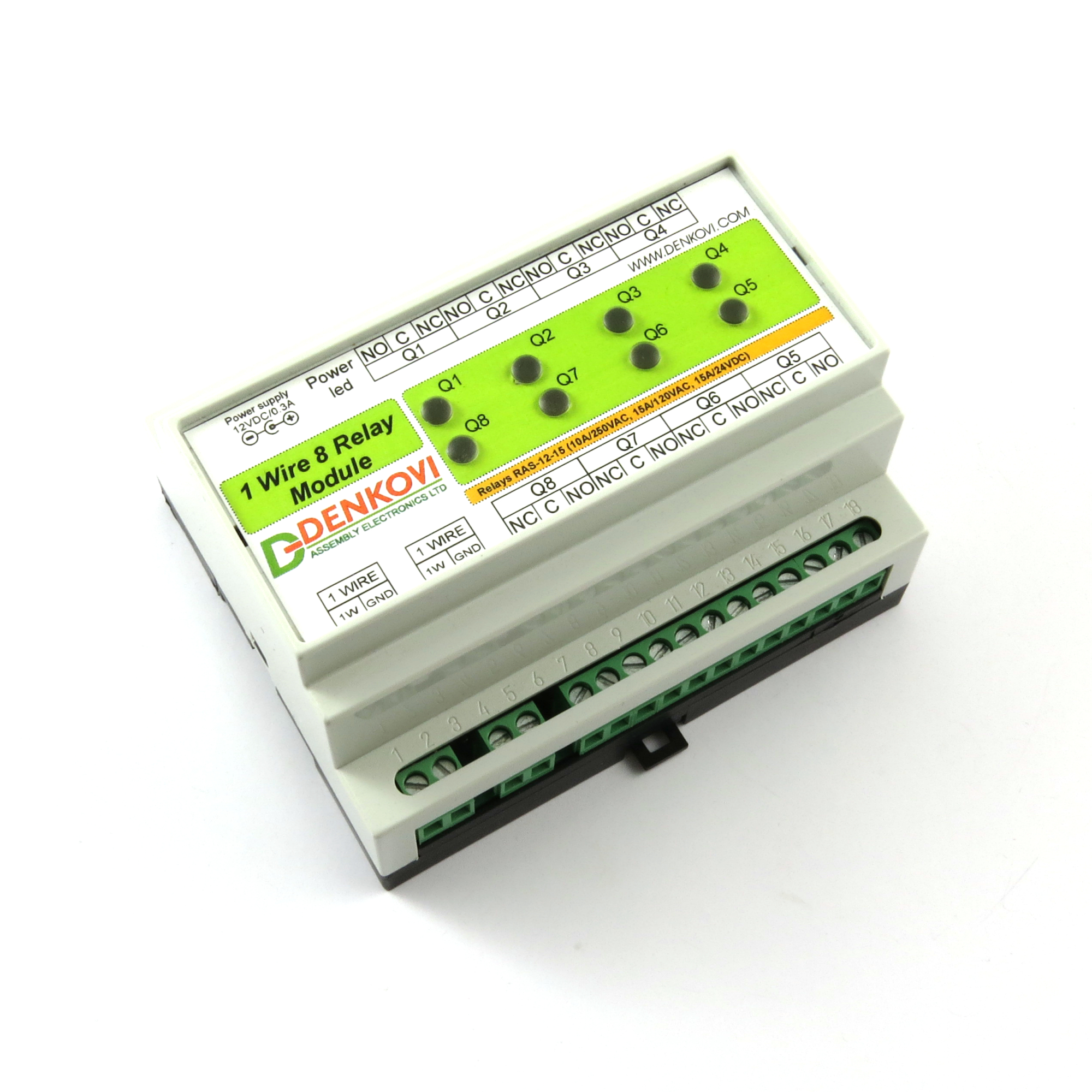 1Wire Eight(8) Relay Module,Board for Home Automation with DIN Rail