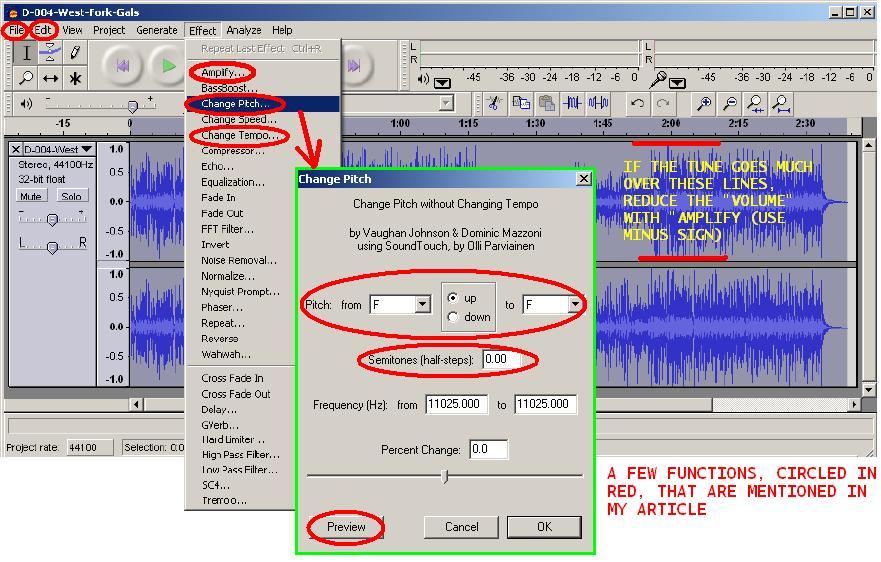 USING "AUDACITY" (FREE) TO REWORK TUNES FOR LEARNING