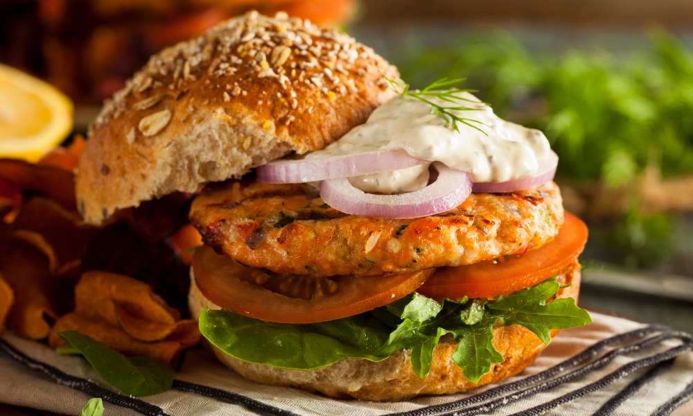 Dennis' Spicy Salmon Burger Dennis' Horseradish