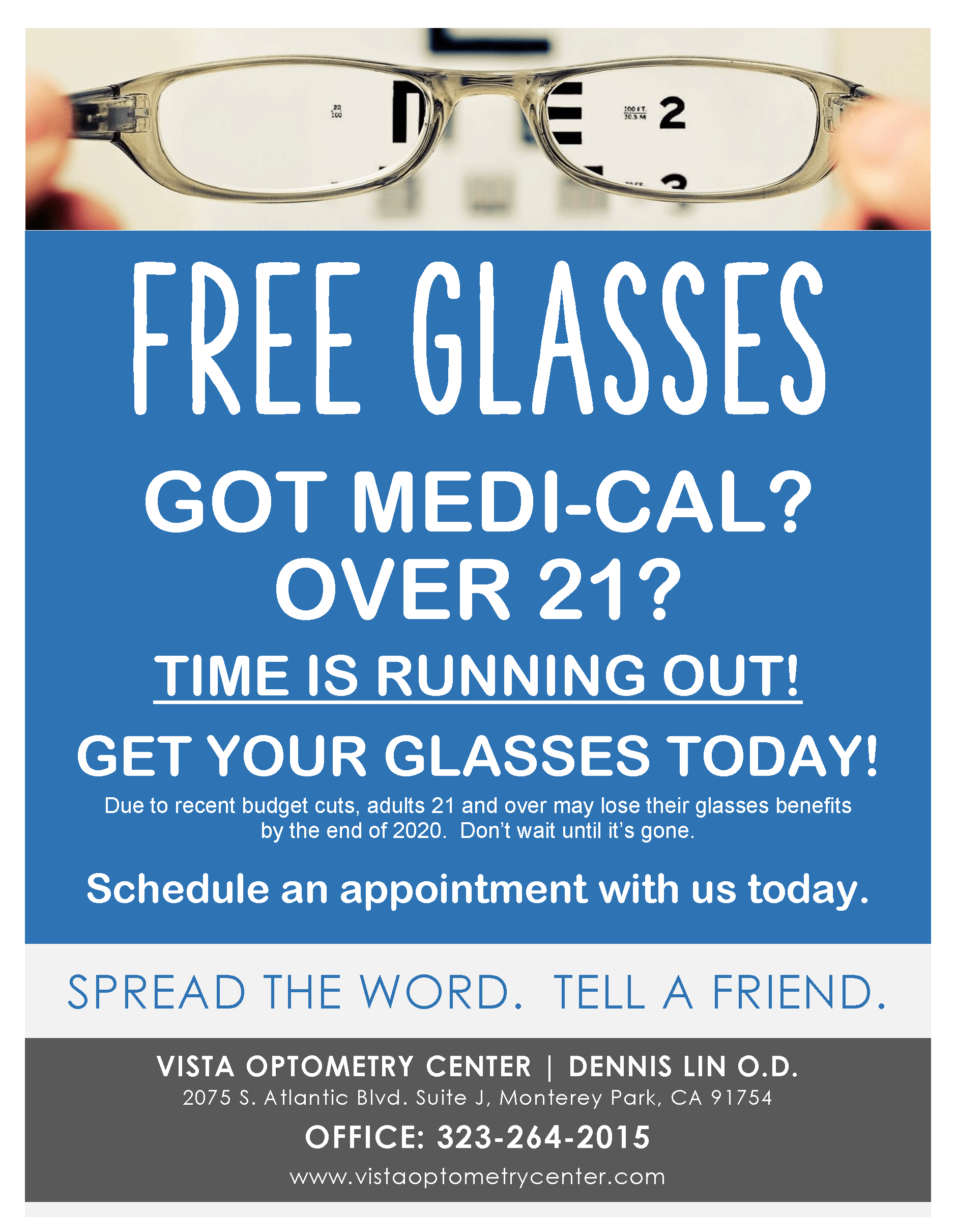 GOT MEDICAL? FREE GLASSES! Vista Optometry & Keratoconus Center
