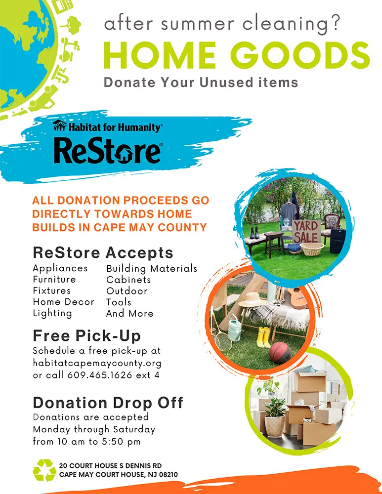 Donate Your Unused items Home Goods Dennis Township New Jersey