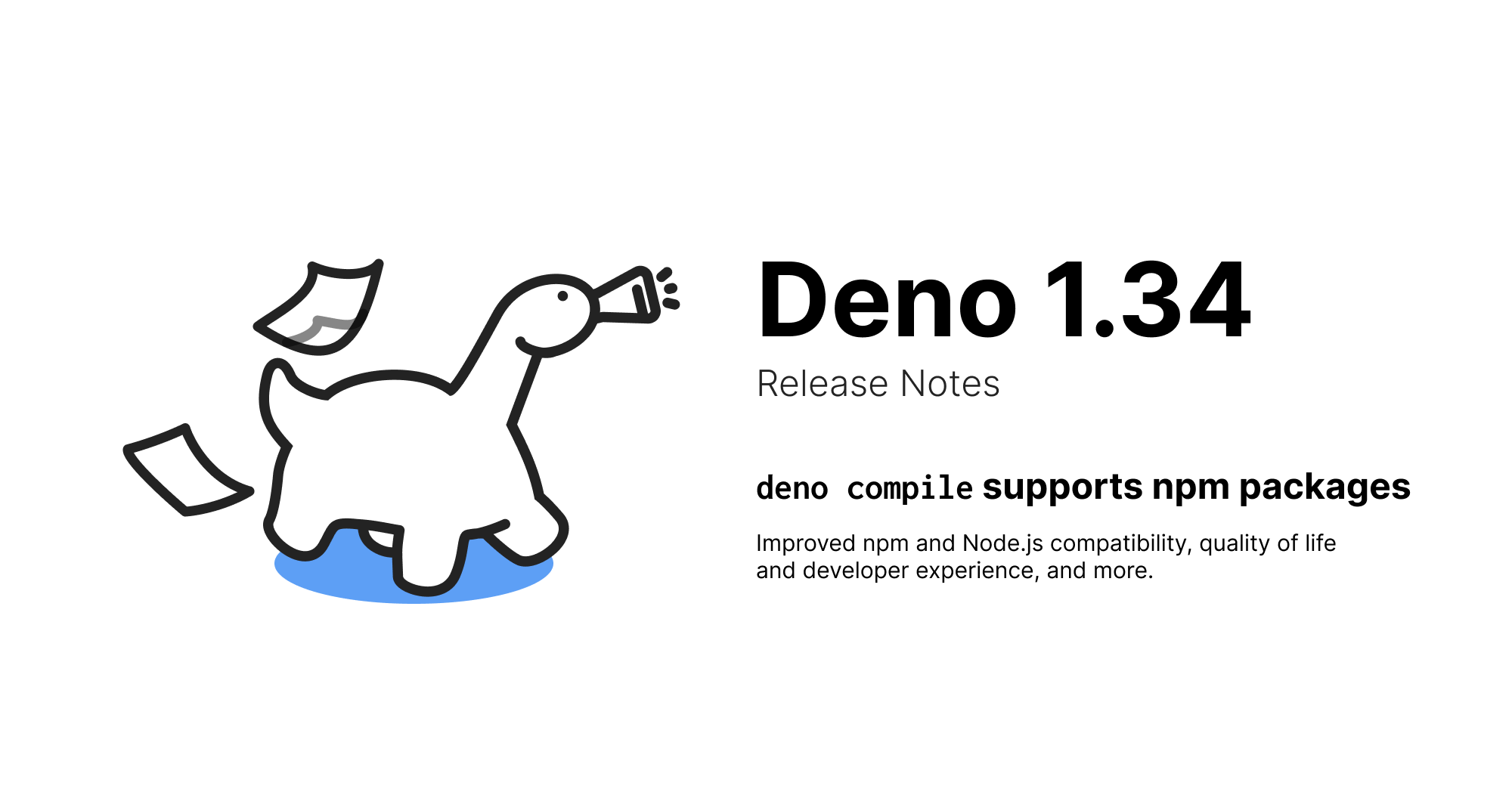 Deno 1.34 deno compile supports npm packages