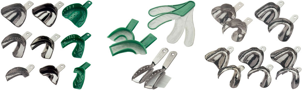 Stock impression trays: metal trays and plastic trays