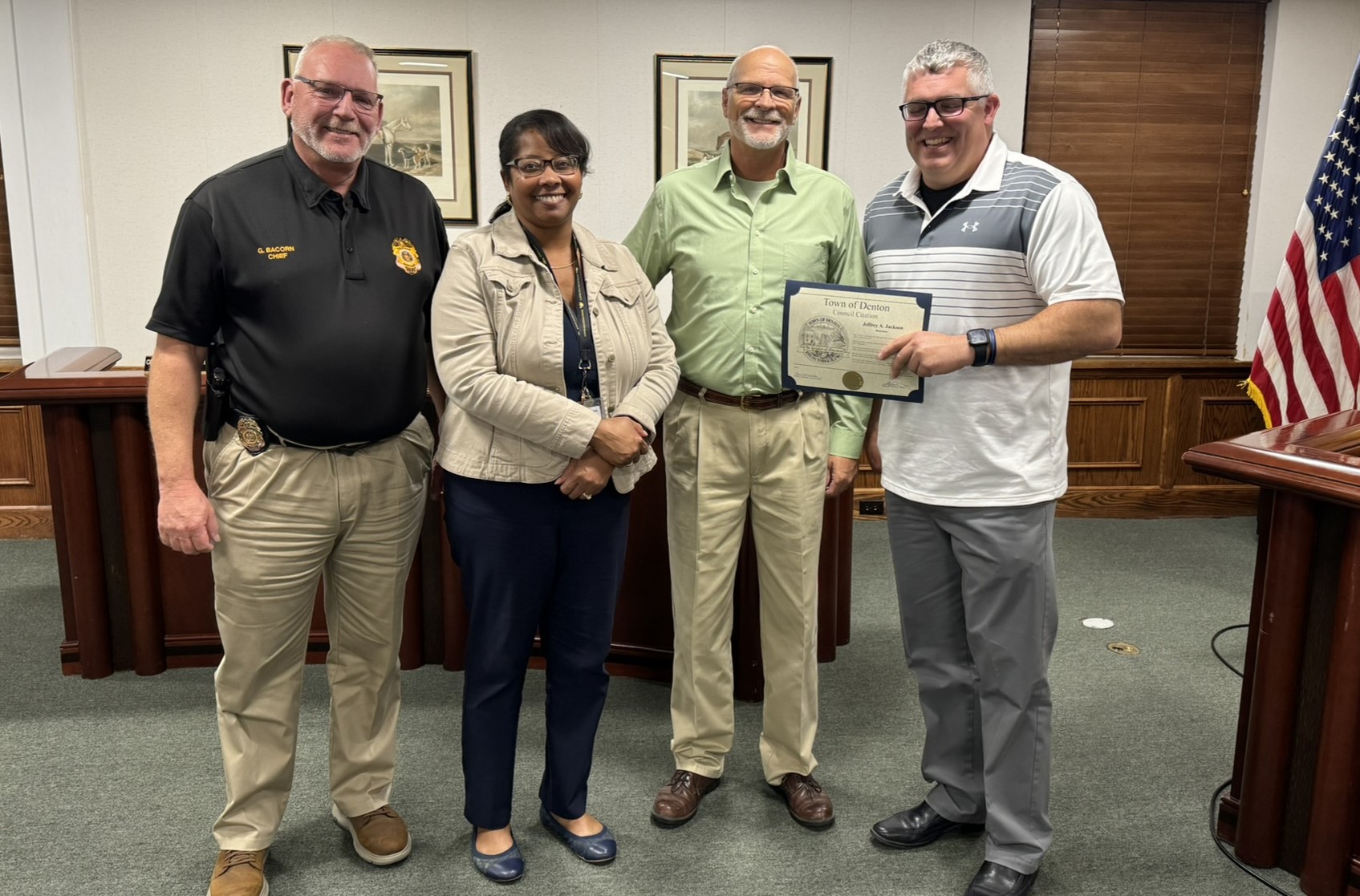 Former Denton Police Officer Jeff Jackson Honored Town of Denton, MD