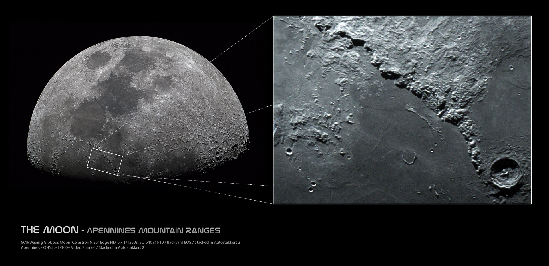 66 Moon and Apennine Mountain Ranges Deography by Dylan O'Donnell