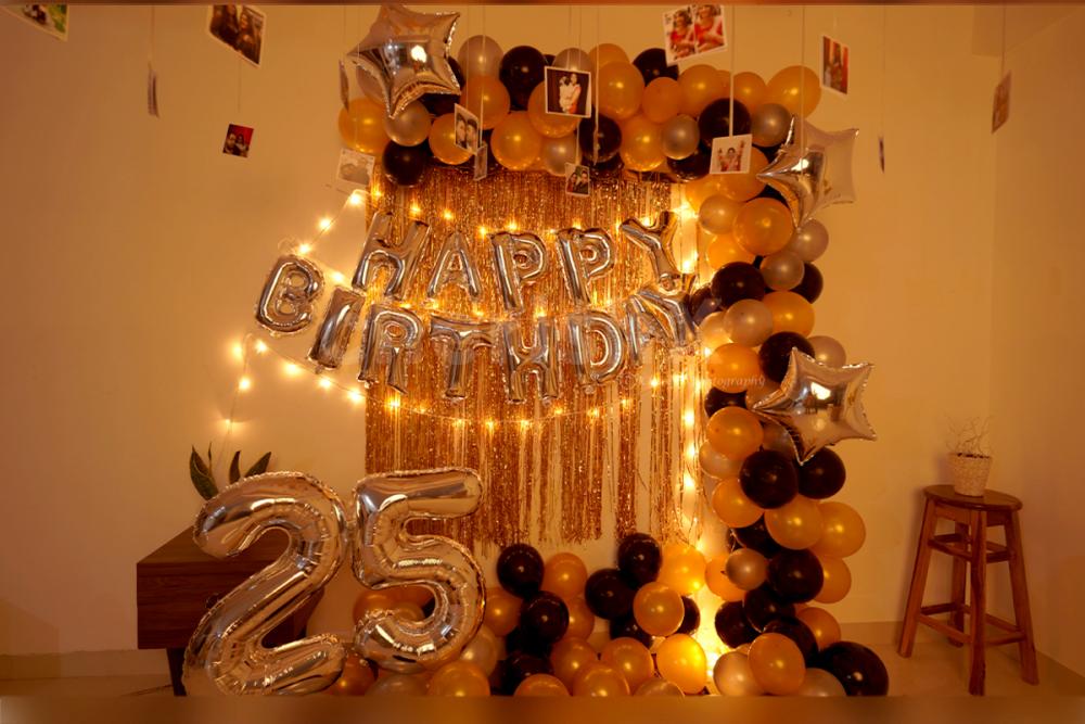Get fancy with this Glorious Black and Golden Birthday decor and surprise your loved ones