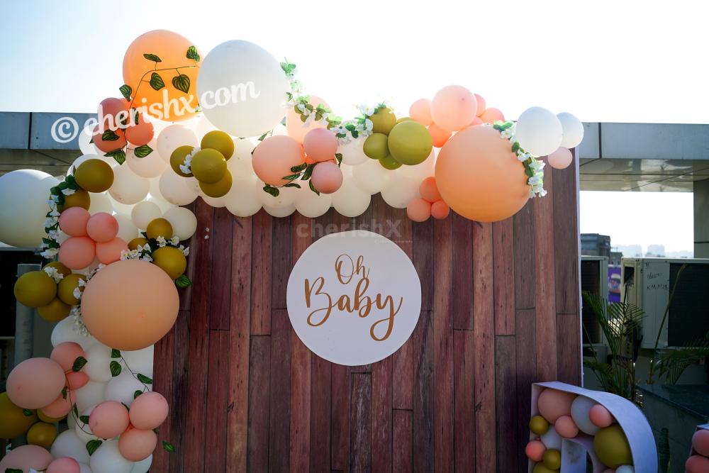 Premium baby shower decor in neutral baby shower theme for
