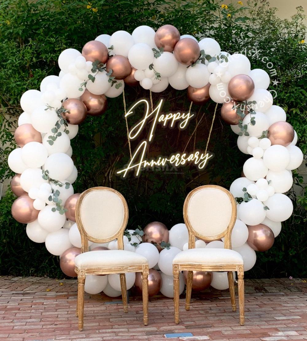 Classic White Wedding Anniversary Decor for Home or Terrace. Delhi NCR