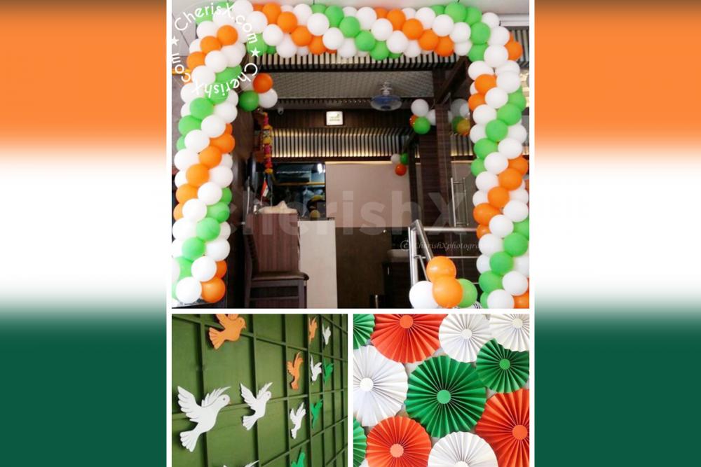 Republic Day Decoration Package with Balloons, Theme Hangings and