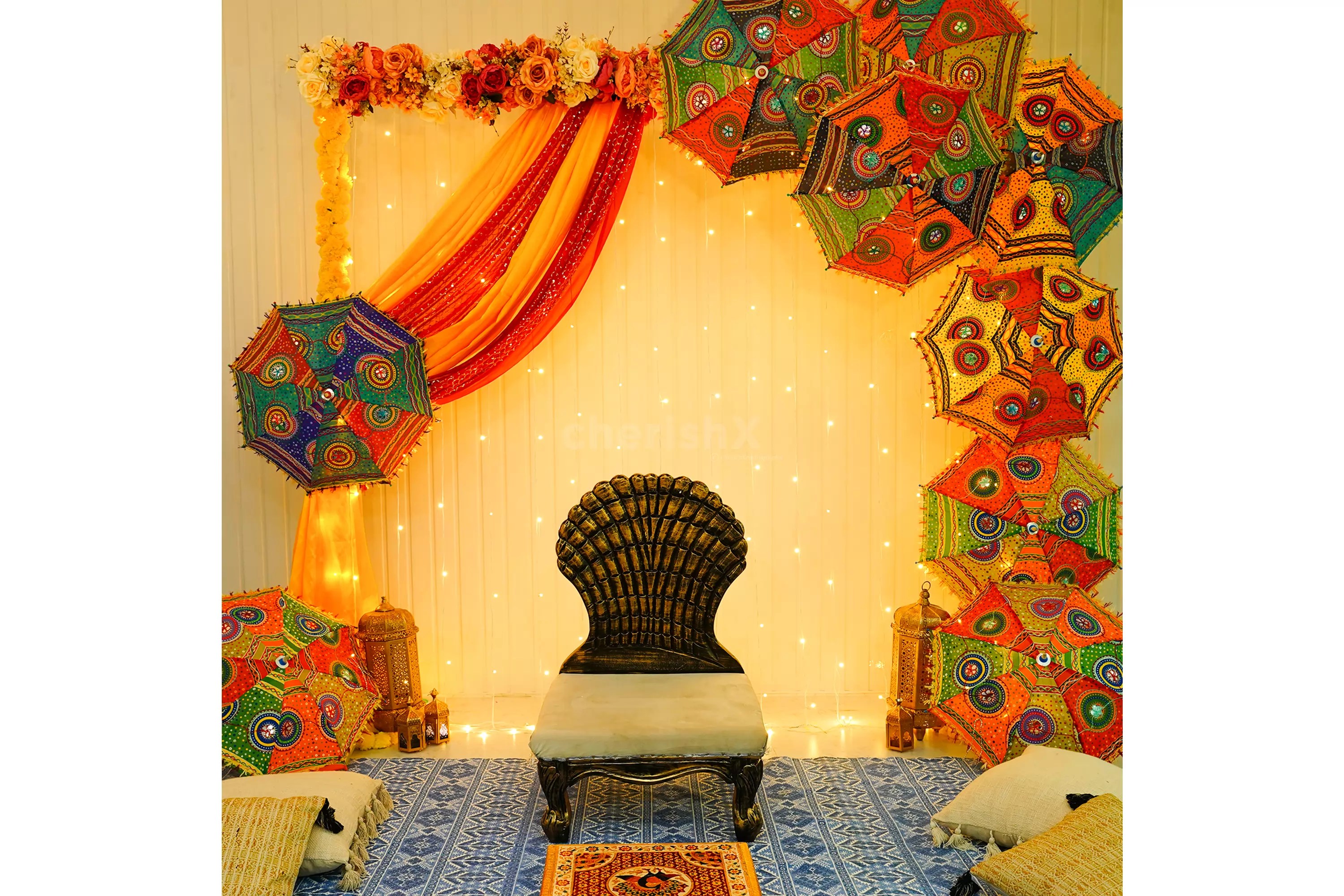 Ganpati Decoration With Net Dupatta