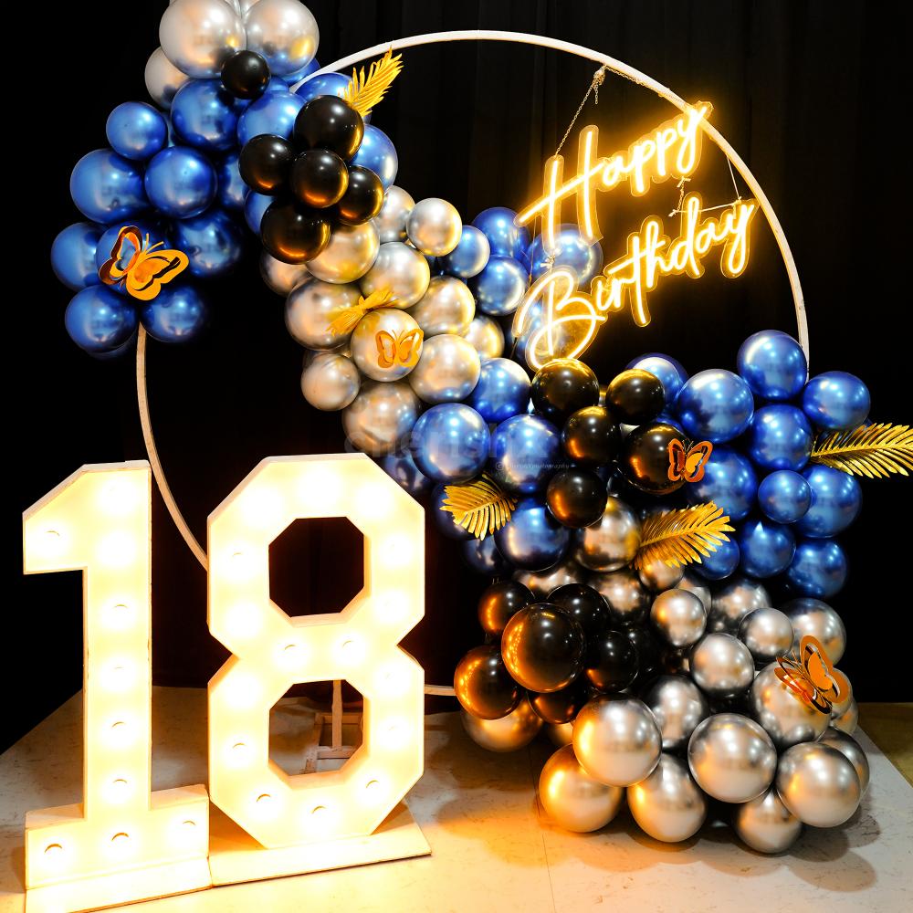 City Nightscape Ring Birthday Decor with lively neon lighting. Delhi NCR